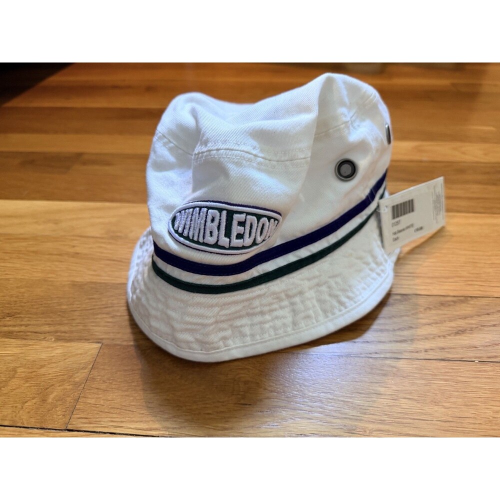NWT Wimbledon White Bucket Hat Embroidered Tenniscore Cap